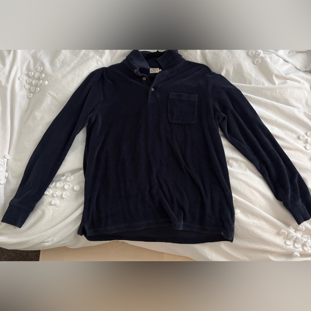 Faherty Towel Terry Long Sleeve Polo Shirt